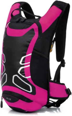 12l Cycling Hiking Backpack Style Nylon Material Mesh Hard Plastic Side Pockets (Rosy)