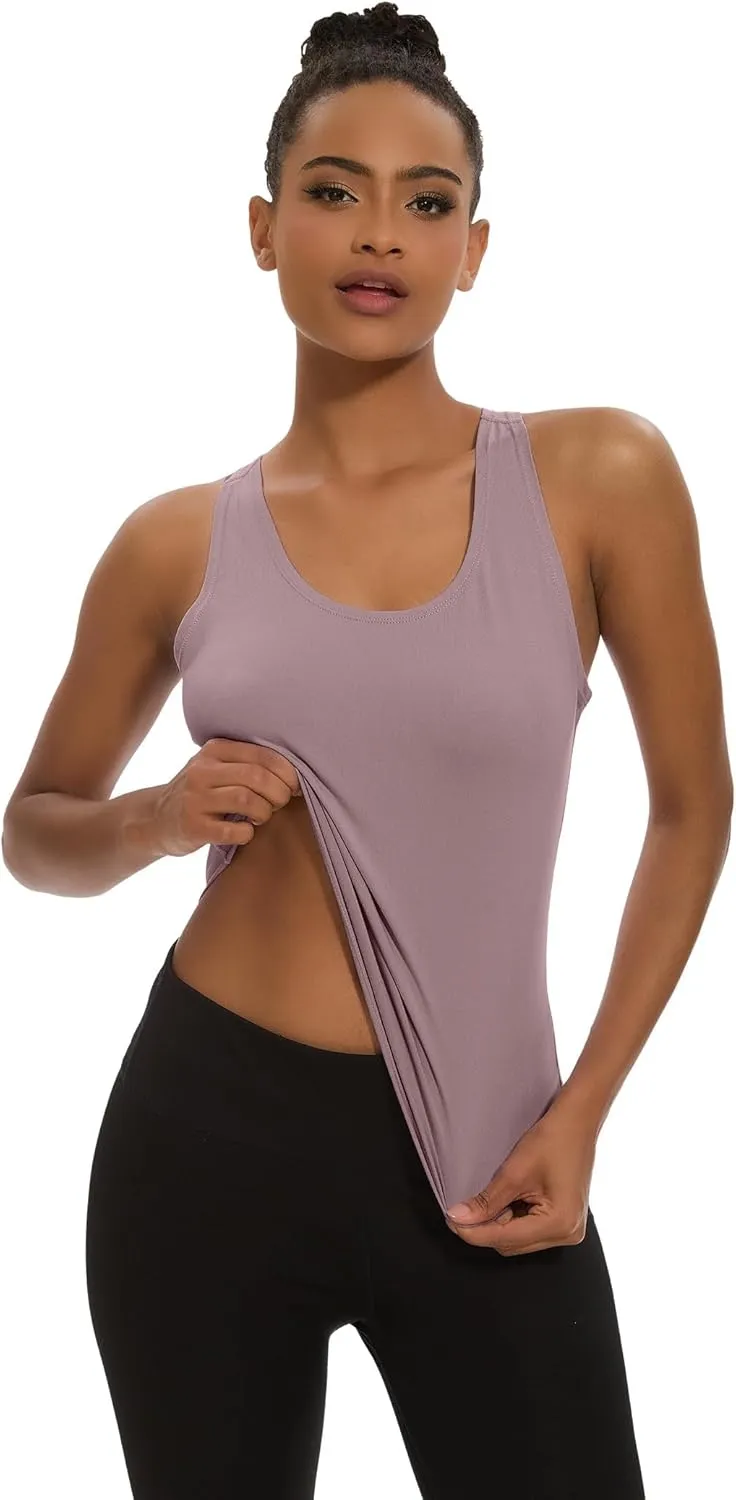 1/6 Pack Women's Workout Racerback Tank Tops Spandex Yoga Athletic Running Gym Sports Crop Tops for Women
