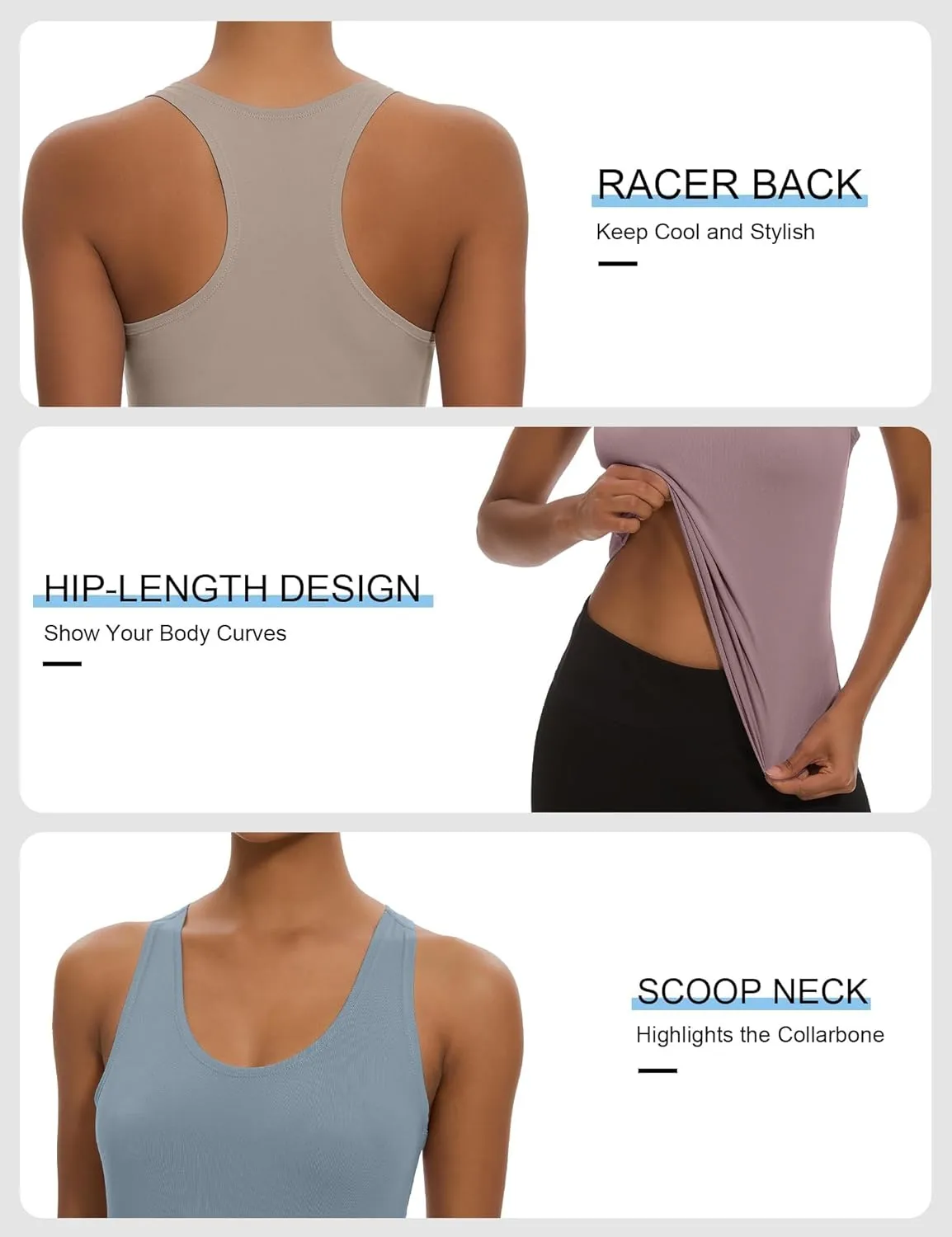 1/6 Pack Women's Workout Racerback Tank Tops Spandex Yoga Athletic Running Gym Sports Crop Tops for Women