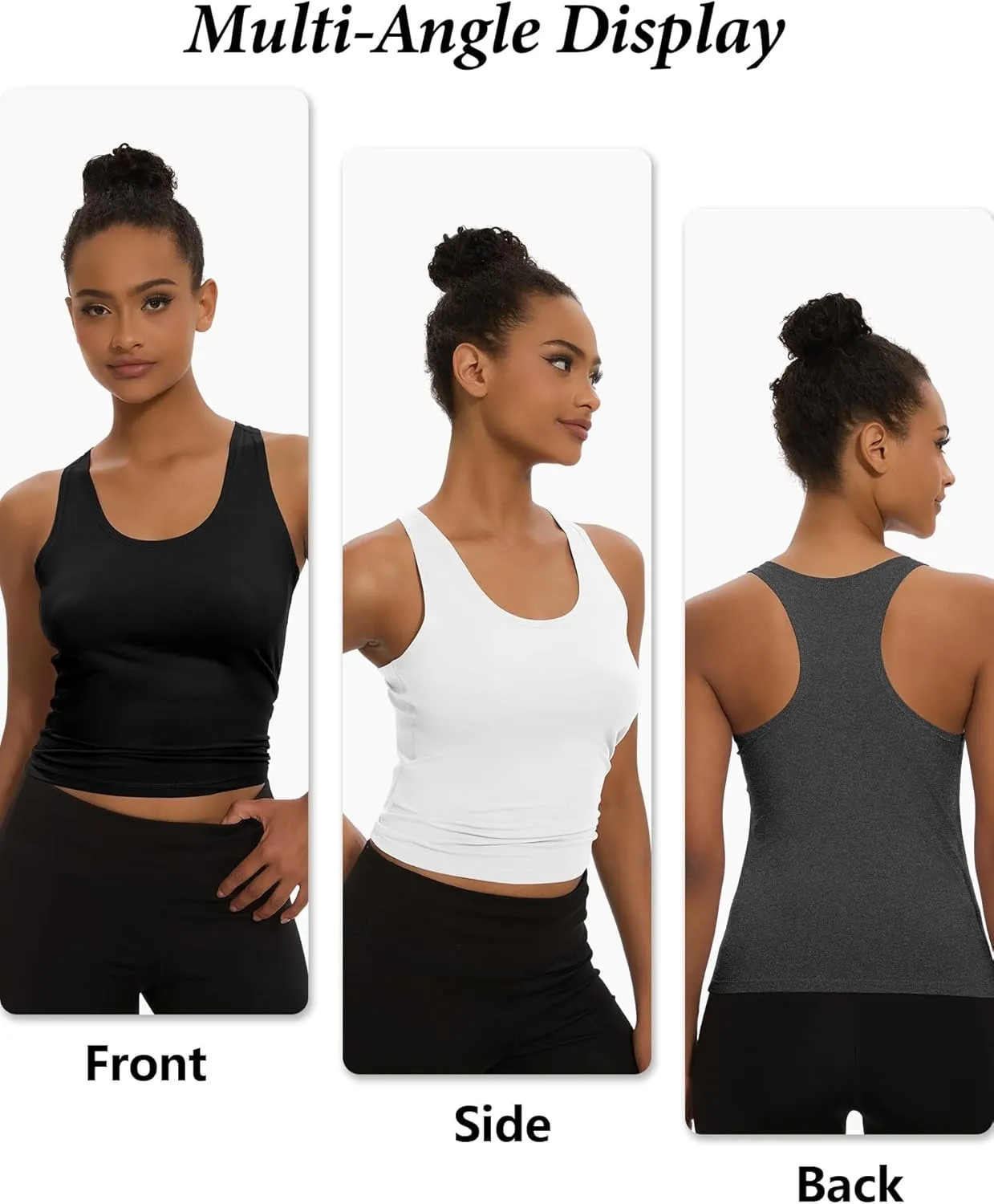 1/6 Pack Women's Workout Racerback Tank Tops Spandex Yoga Athletic Running Gym Sports Crop Tops for Women