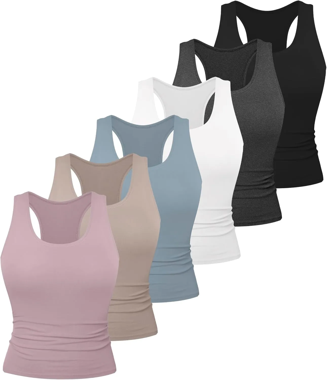 1/6 Pack Women's Workout Racerback Tank Tops Spandex Yoga Athletic Running Gym Sports Crop Tops for Women