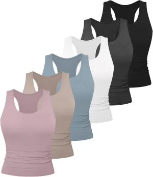 1/6 Pack Women's Workout Racerback Tank Tops Spandex Yoga Athletic Running Gym Sports Crop Tops for Women