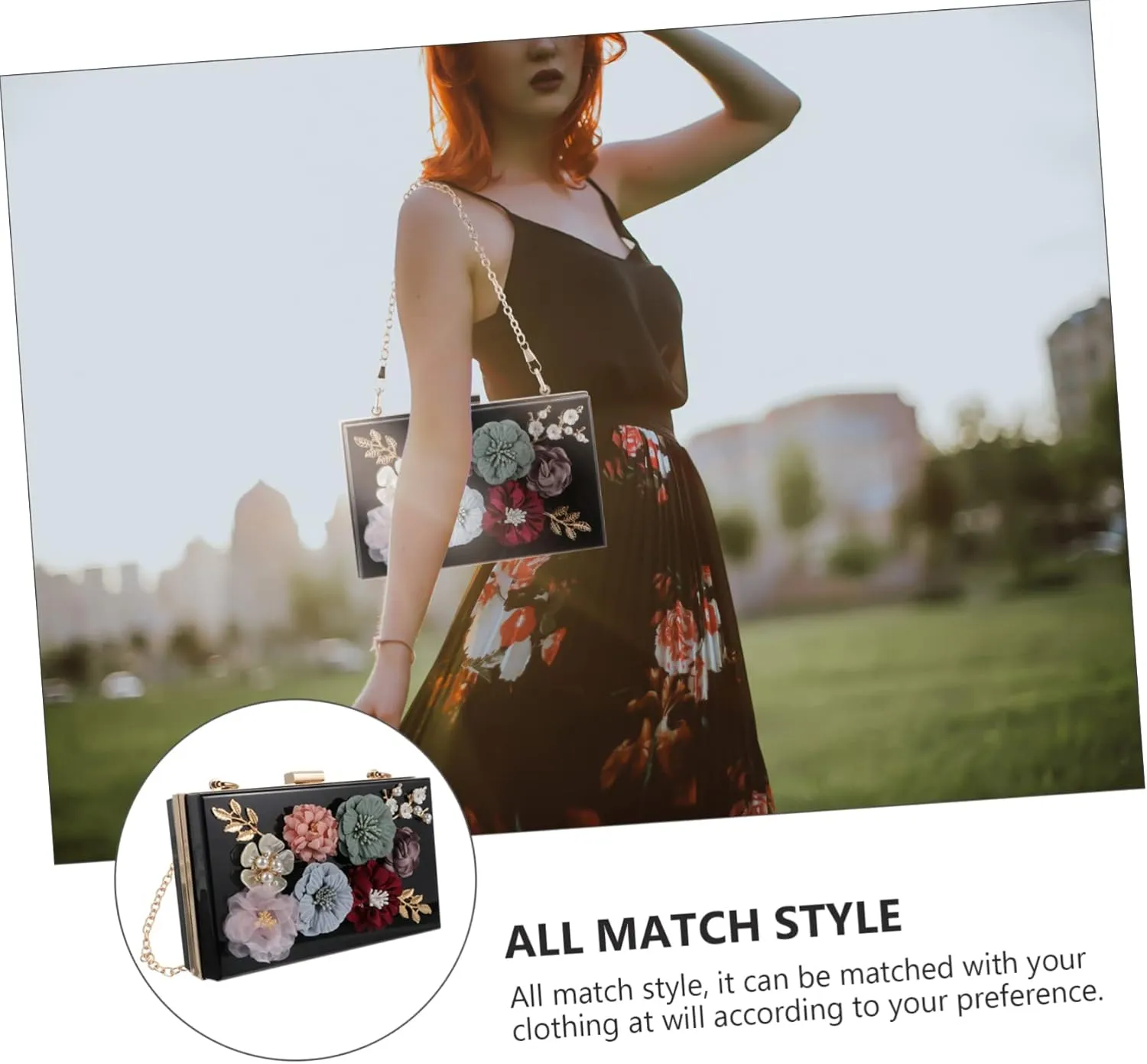 1pc Handbag Wedding Purse Bag Wedding Bag Women Shoulder Bag Floral Clutch Bag