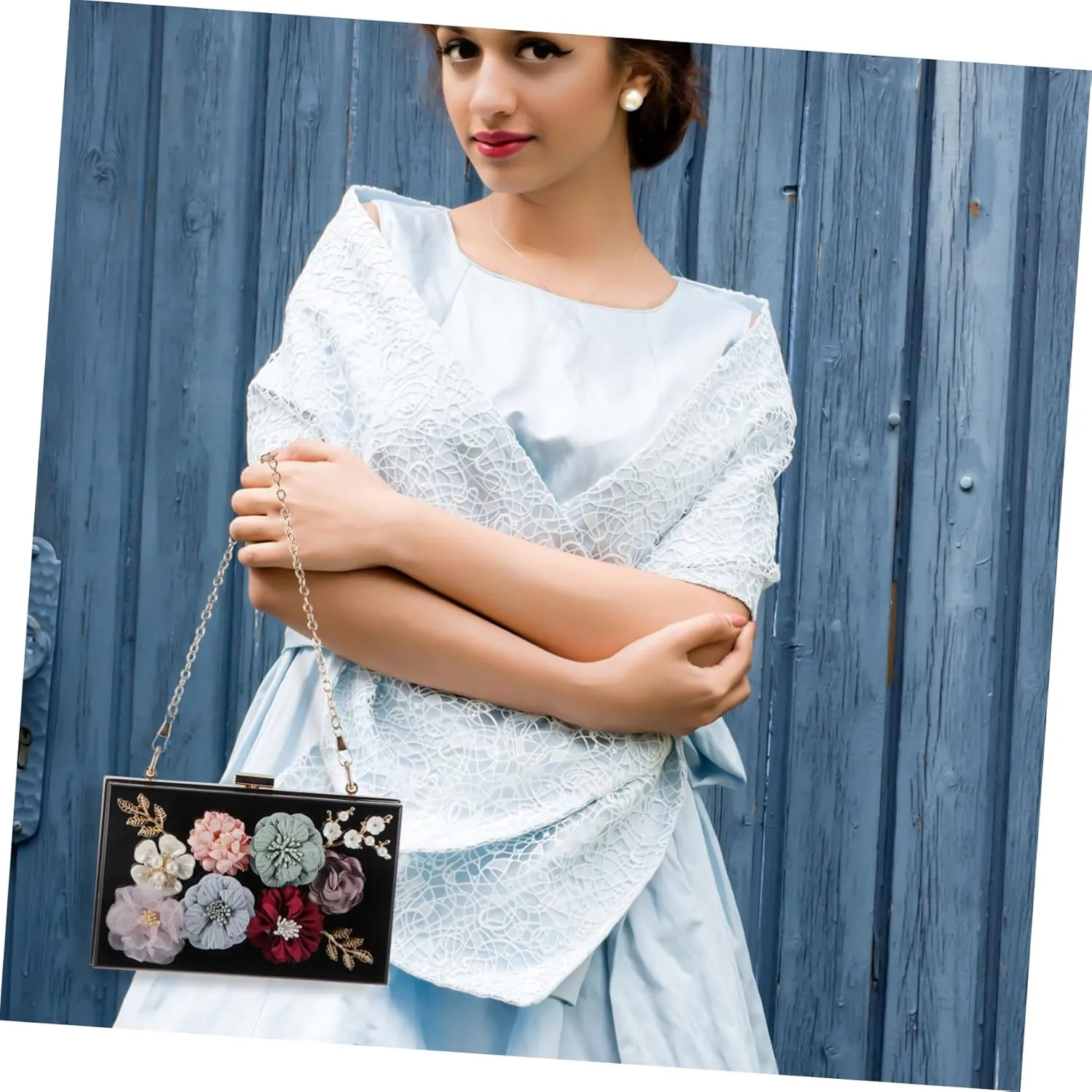1pc Handbag Wedding Purse Bag Wedding Bag Women Shoulder Bag Floral Clutch Bag