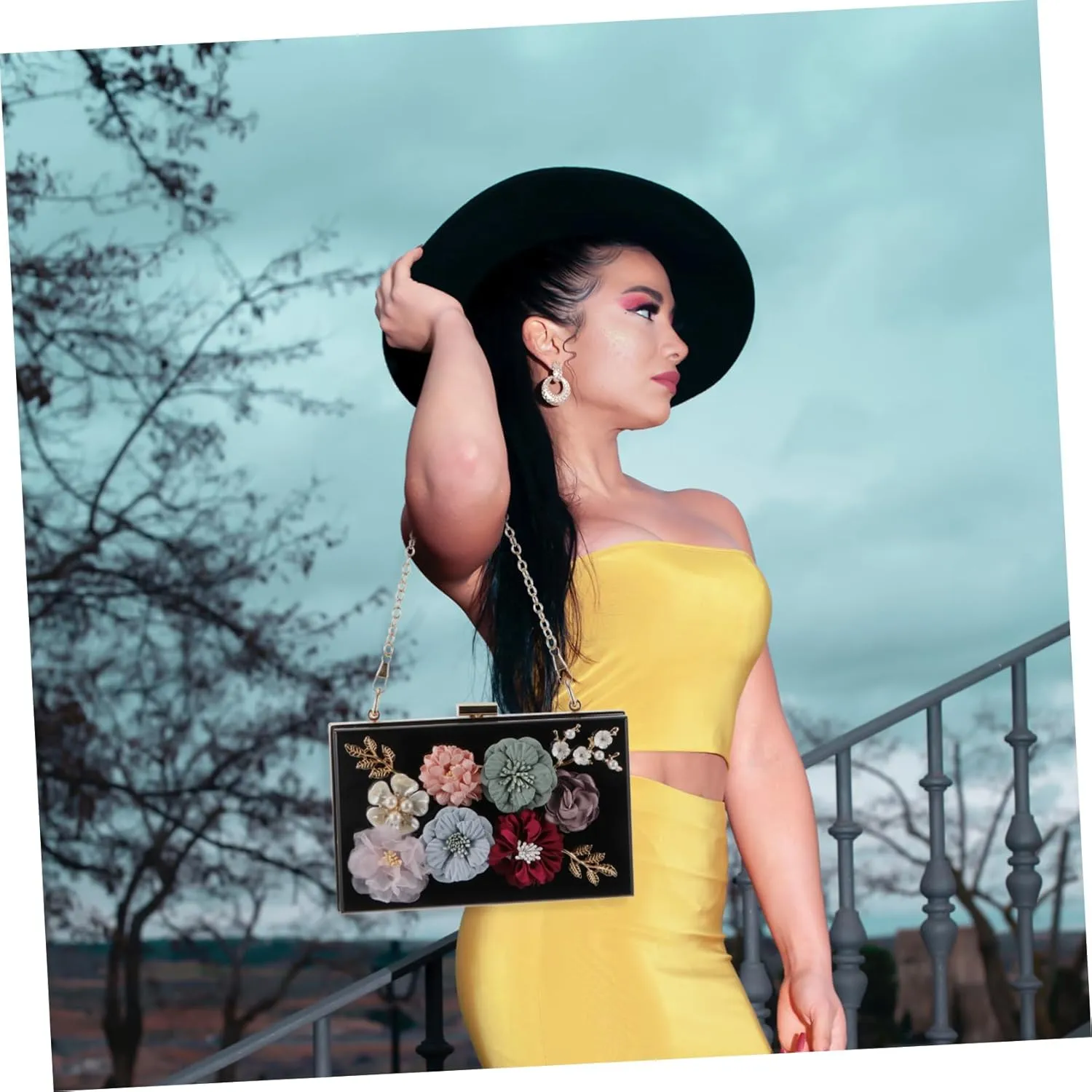 1pc Handbag Wedding Purse Bag Wedding Bag Women Shoulder Bag Floral Clutch Bag