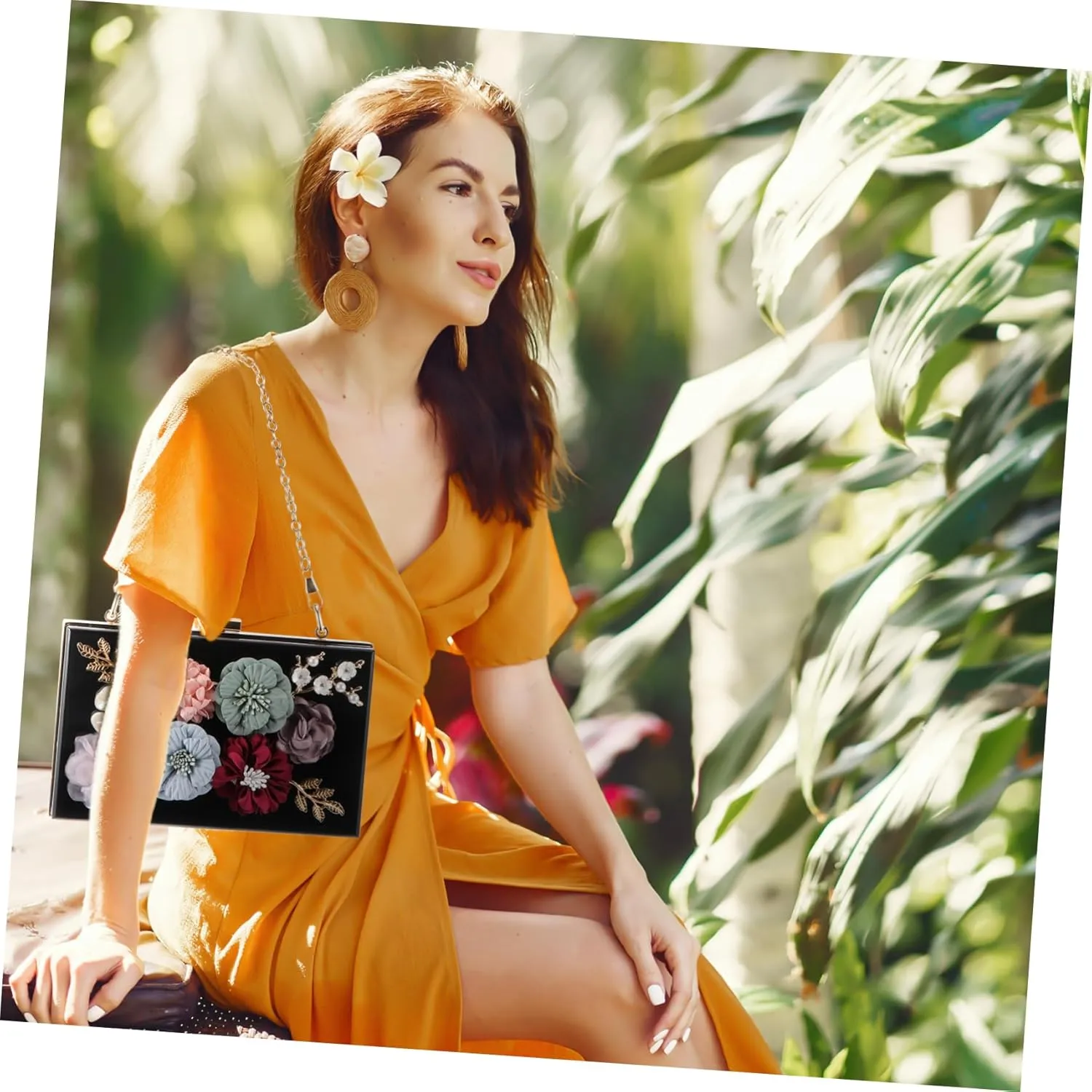 1pc Handbag Wedding Purse Bag Wedding Bag Women Shoulder Bag Floral Clutch Bag