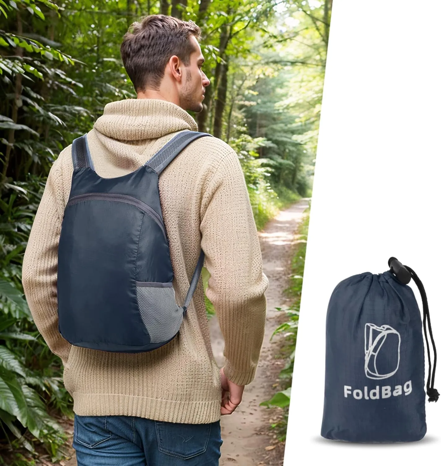 20L Ultra Hiking-Daypack Lightweight Foldable Travel Packable Backpack for Camping Cycling Outdoor, Navy Blue