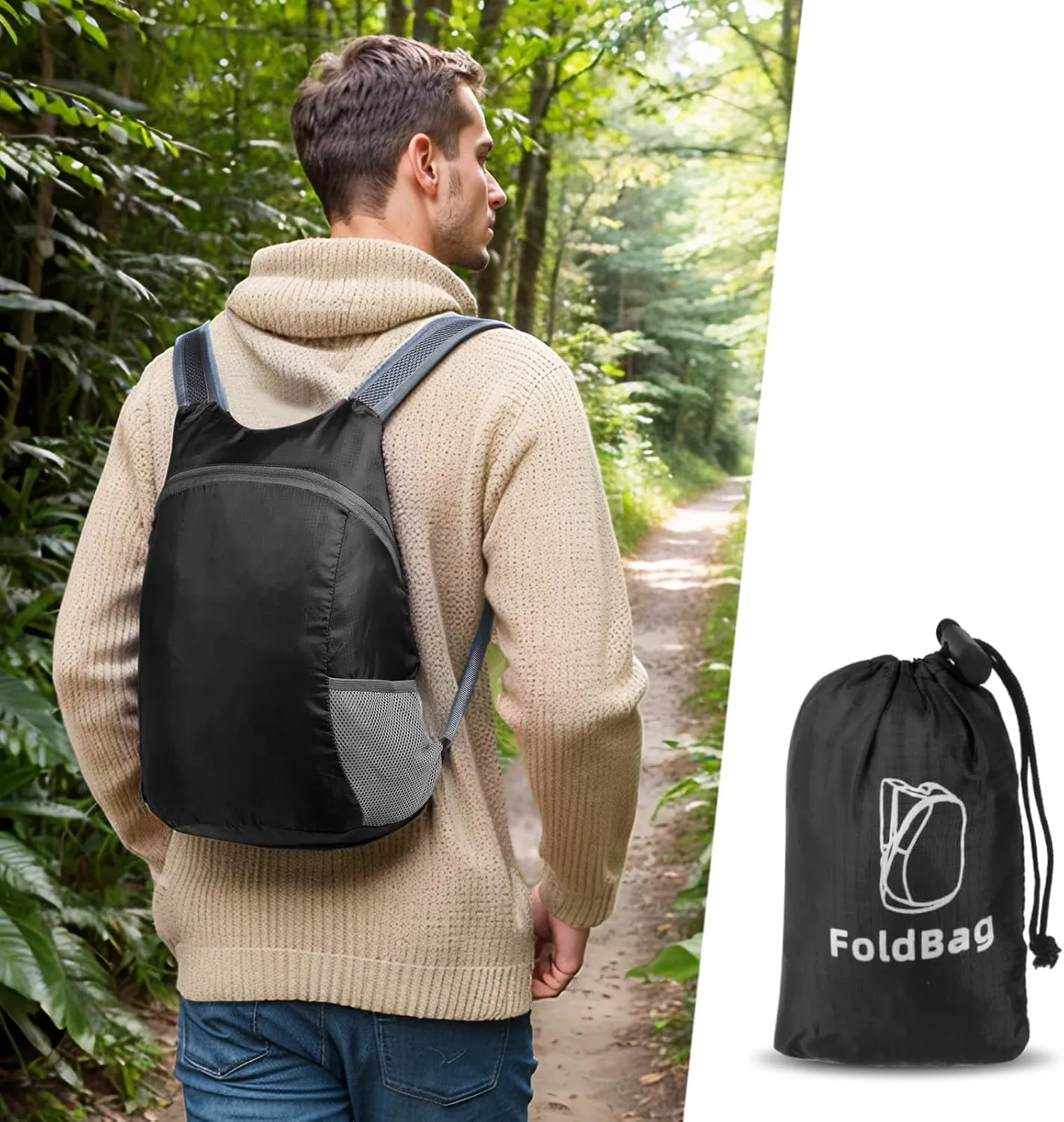 20L Ultra Hiking-Daypack Lightweight Foldable Travel Packable Backpack for Camping Cycling Outdoor,black
