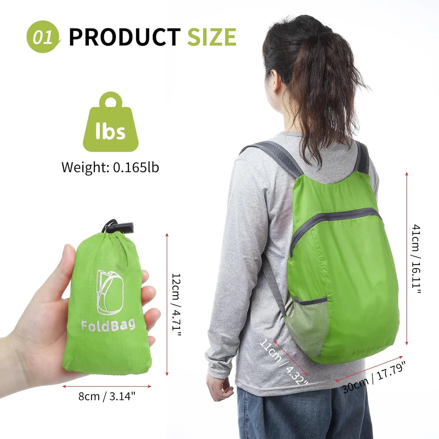 20L Ultra Hiking-Daypack Lightweight Foldable Travel Packable Backpack for Camping Cycling Outdoor,green