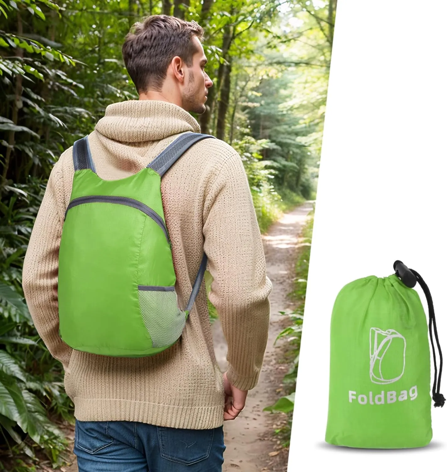 20L Ultra Hiking-Daypack Lightweight Foldable Travel Packable Backpack for Camping Cycling Outdoor,green