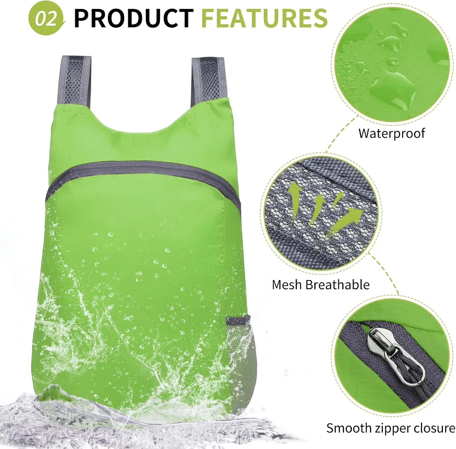 20L Ultra Hiking-Daypack Lightweight Foldable Travel Packable Backpack for Camping Cycling Outdoor,green