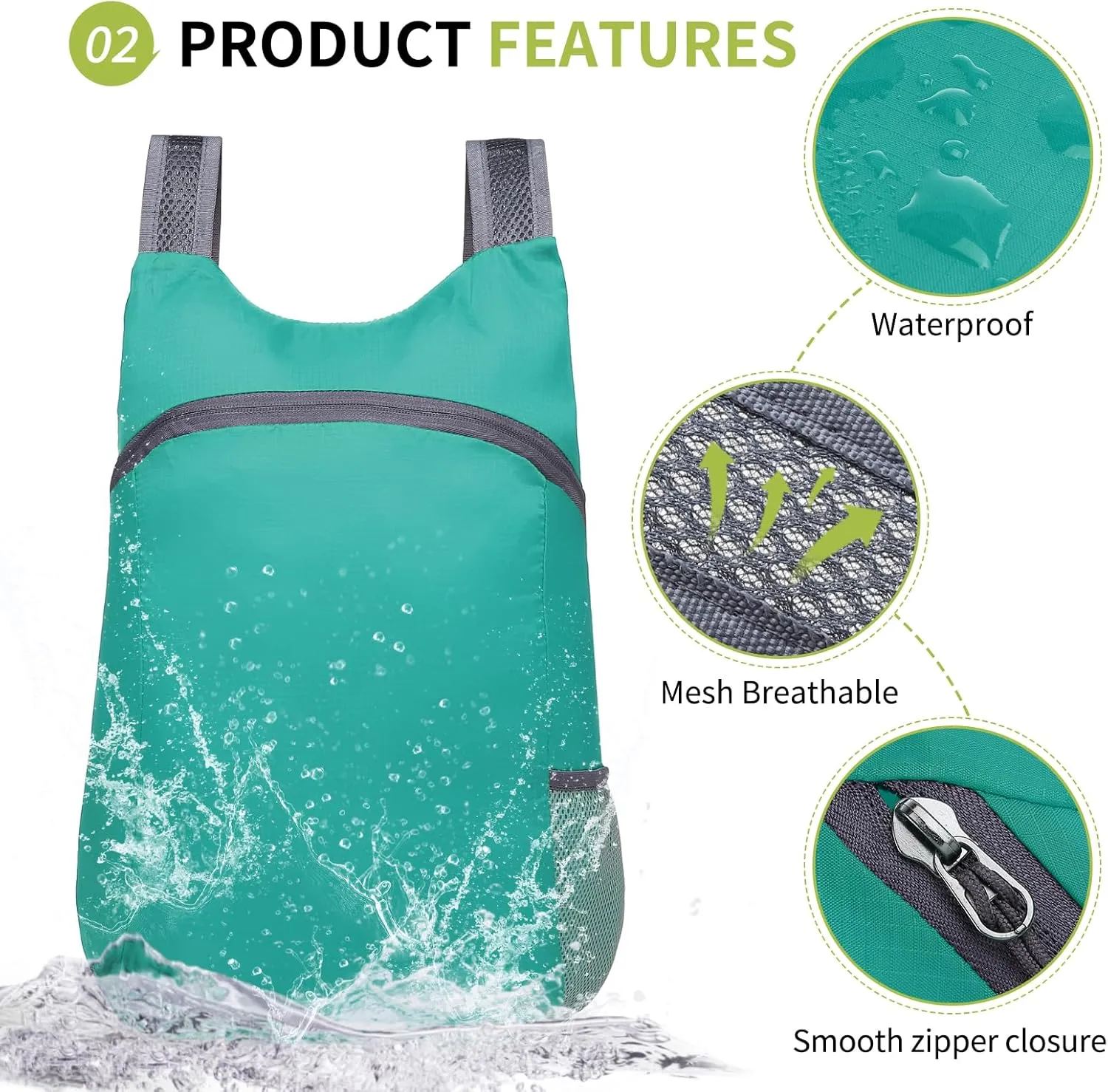 20L Ultra Hiking-Daypack Lightweight Foldable Travel Packable Backpack for Camping Cycling Outdoor,Lake Blue