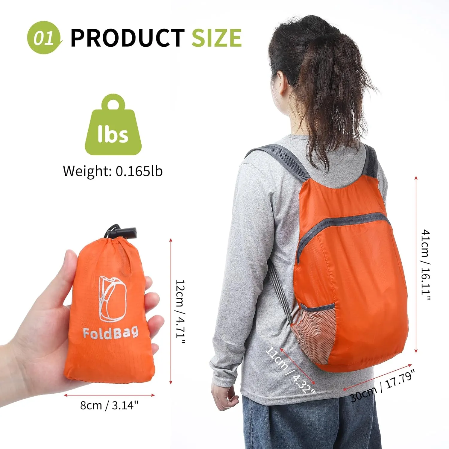 20L Ultra Hiking-Daypack Lightweight Foldable Travel Packable Backpack for Camping Cycling Outdoor,orange