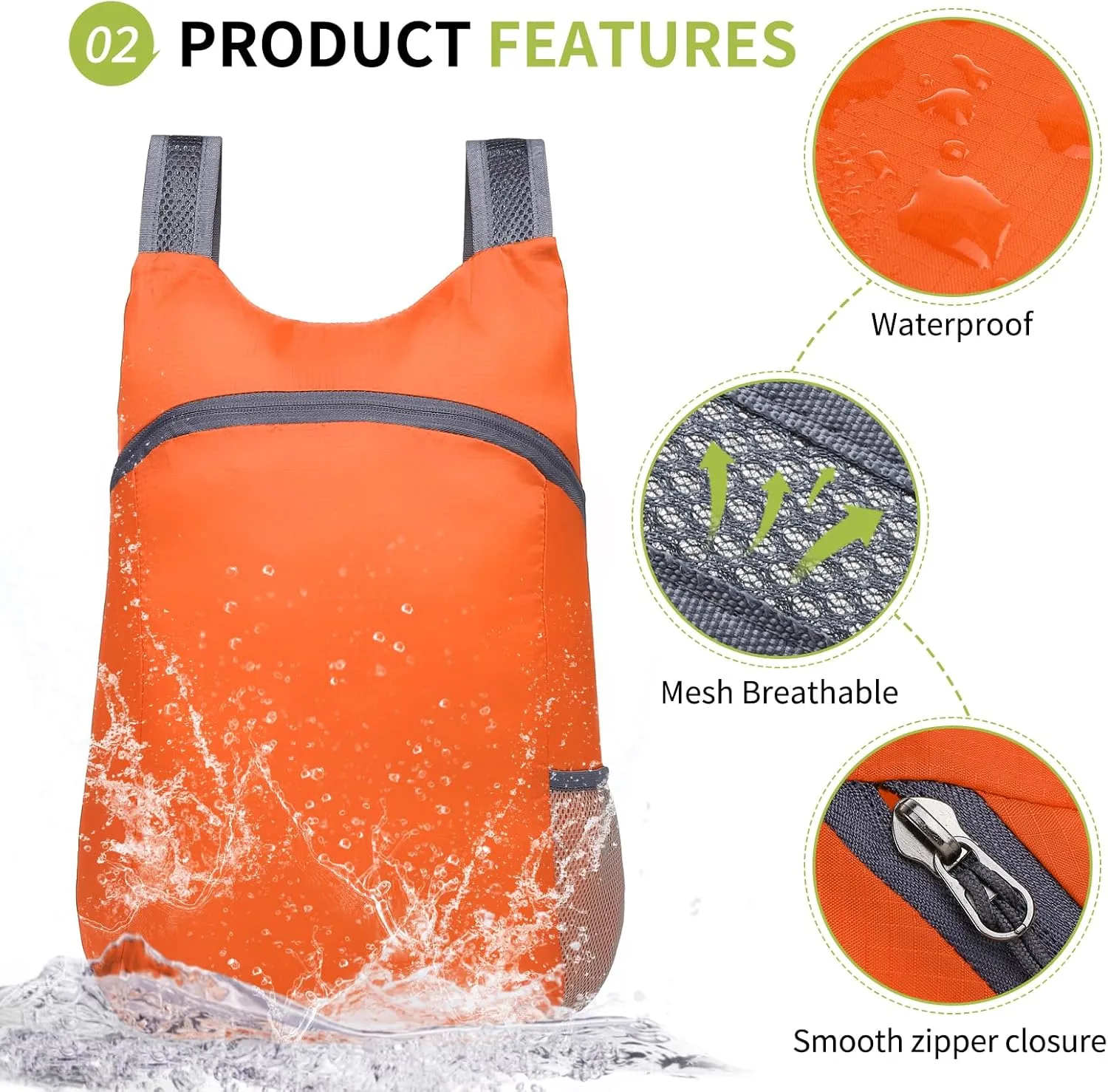 20L Ultra Hiking-Daypack Lightweight Foldable Travel Packable Backpack for Camping Cycling Outdoor,orange