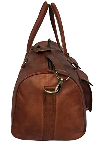 21 Inch Large Leather Duffel Travel Duffle Gym Sports Overnight Weekender Bag