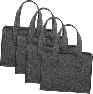 4Pcs Thick Felt Wine Storage Tote Bag Bottles Carrier Handbag for Travel Camping Picnic Versatile Shopping Storage Soft Durable Material