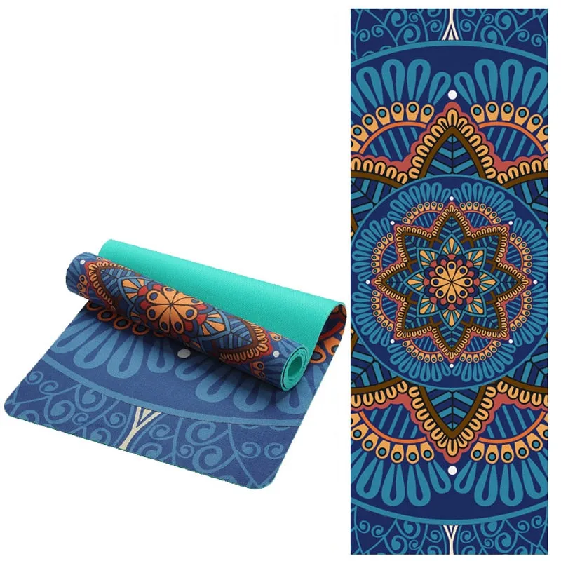6 MM Lotus Pattern Suede  Yoga Mat
