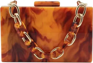 Acrylic Clutch Purse for Women Colorful Evening Marble Handbag Shoulder Crossbody Bag with Detachable Chain