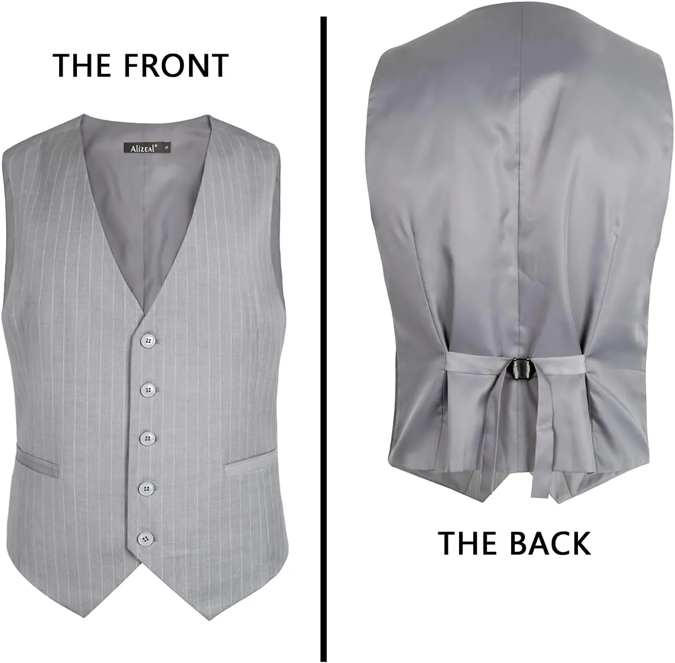 Alizeal Mens Pinstripe Business Suit Vest Formal Dress Tuxedo Waistcoat