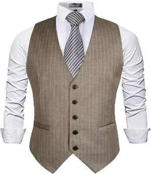 Alizeal Mens Pinstripe Business Suit Vest Formal Dress Tuxedo Waistcoat