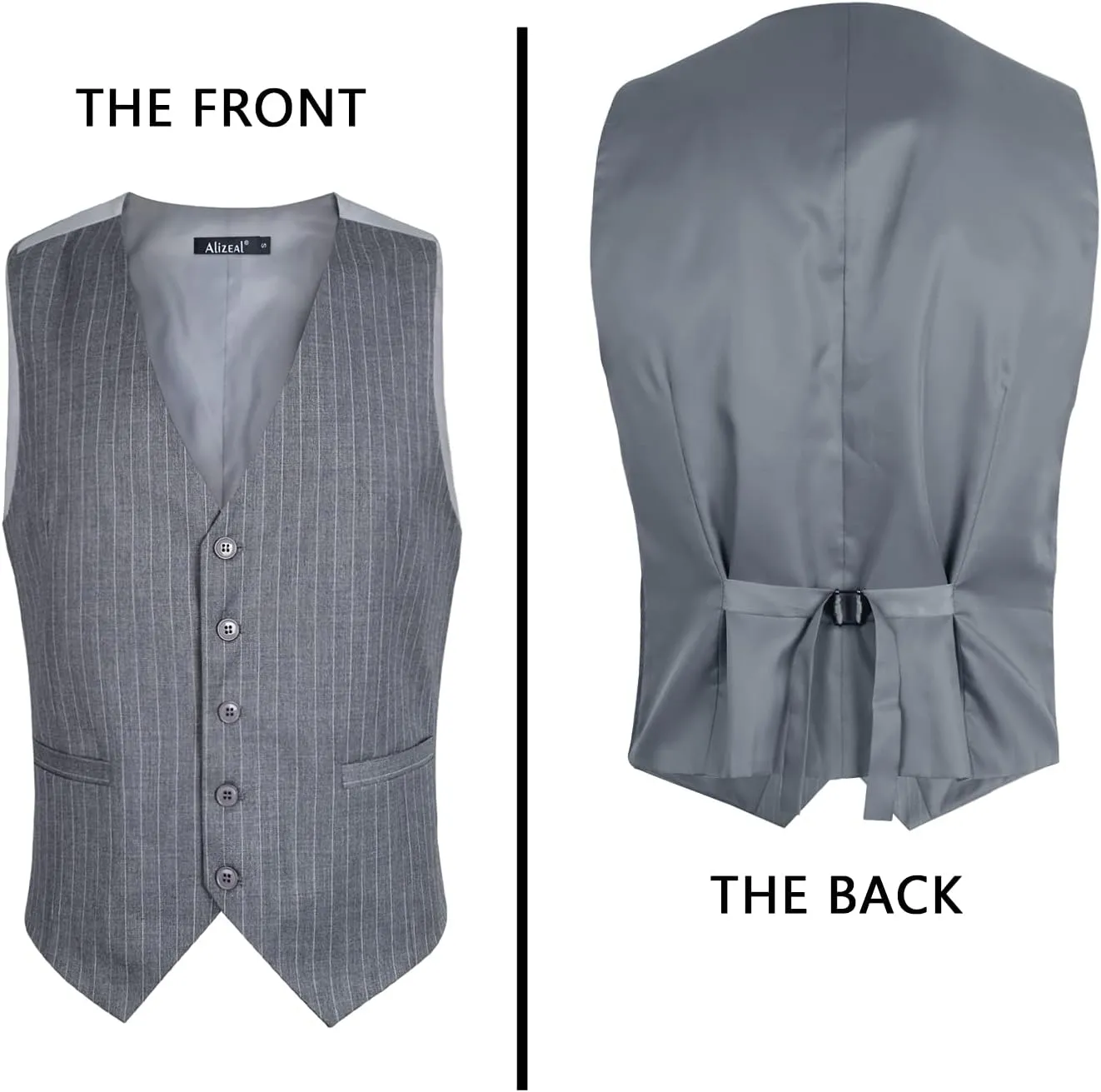 Alizeal Mens Pinstripe Business Suit Vest Formal Dress Tuxedo Waistcoat