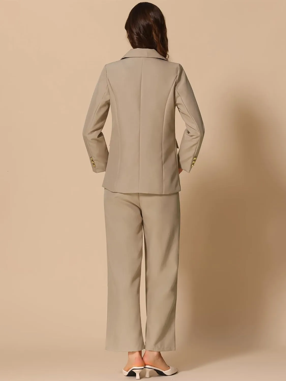 Allegra K Women's Blazer Sets Women 2 Piece Outfits Dressy Business Work Office Casual Blazer Pant Suits