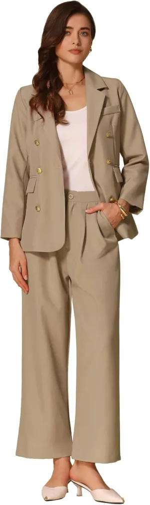 Allegra K Women's Blazer Sets Women 2 Piece Outfits Dressy Business Work Office Casual Blazer Pant Suits