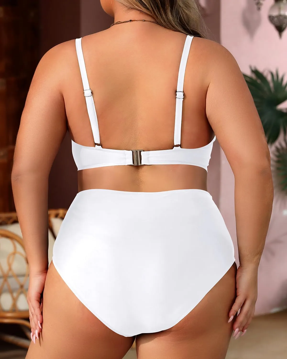 Aqua Eve Women Plus Size Underwire Bikini Two Piece Swimsuit High Waisted Tummy Control Bathing Suit