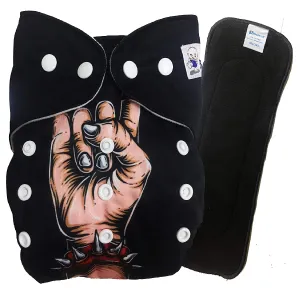 Babymoon 1 Cloth Diaper with 5Layers Grey Insert Premium Adjustable Reusable Cloth Diaper (Skull)