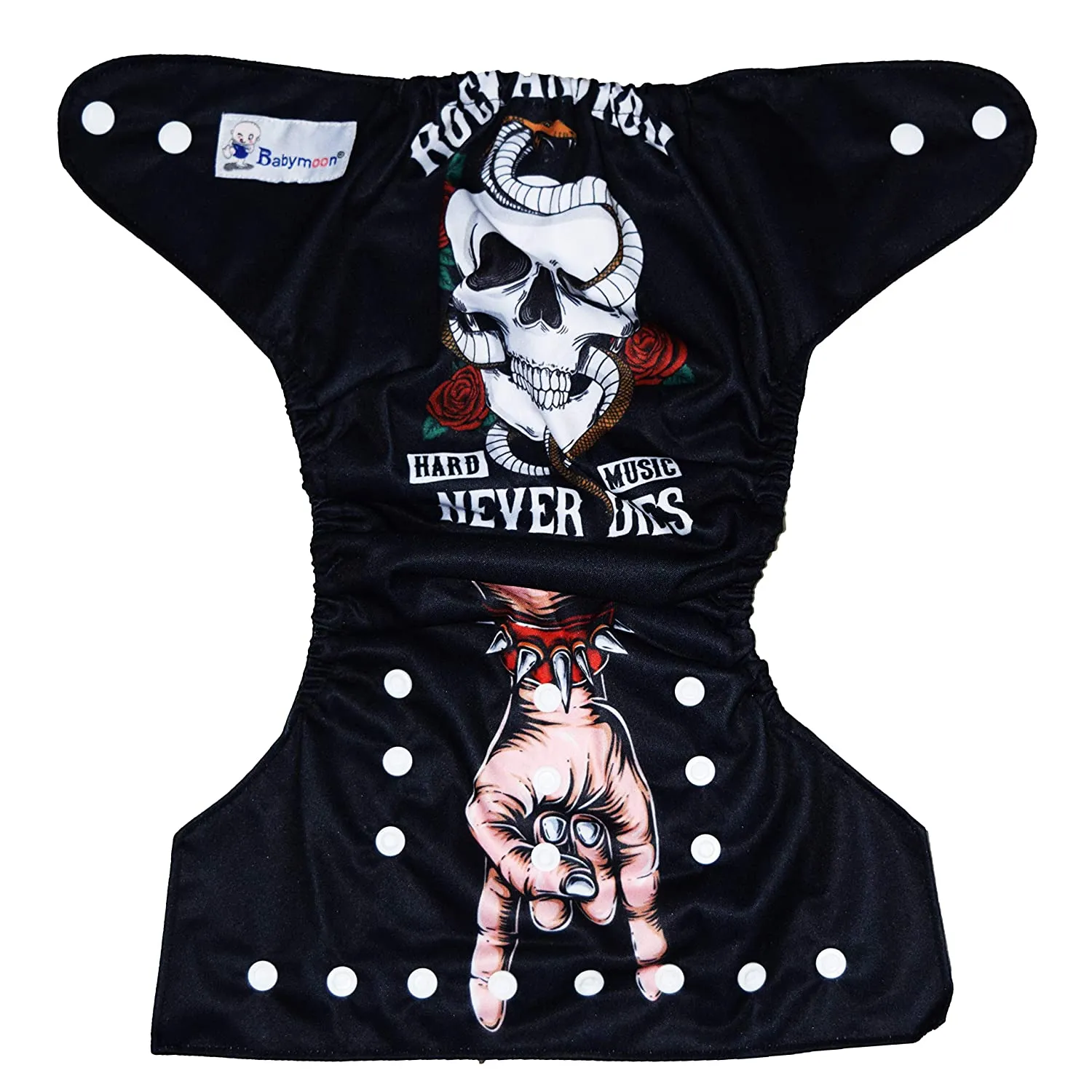 Babymoon 1 Cloth Diaper with 5Layers Grey Insert Premium Adjustable Reusable Cloth Diaper (Skull)