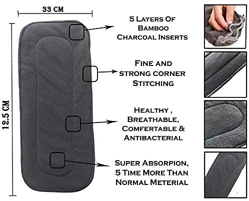 Babymoon 1 Cloth Diaper with 5Layers Grey Insert Premium Adjustable Reusable Cloth Diaper (Skull)