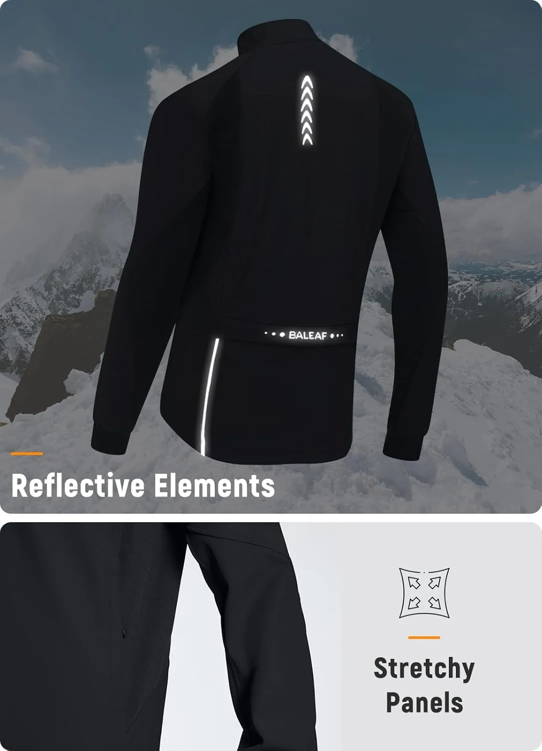 baleaf Men's Winter Cycling Jackets Water Resistant Thermal Running Softshell Jacket Warm Cold Weather Pockets