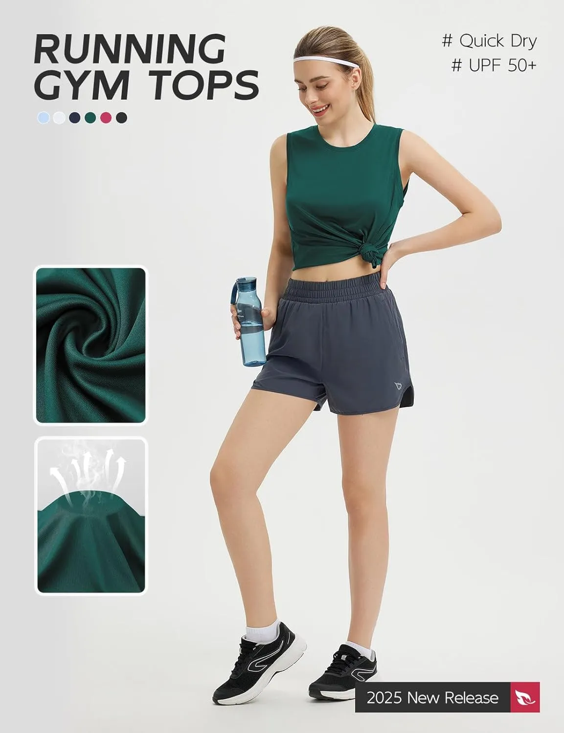 baleaf Women's Sleeveless Workout Tank Tops Loose Running Athletic Top Racerback Tennis Exercise Yoga Flowy Shirts