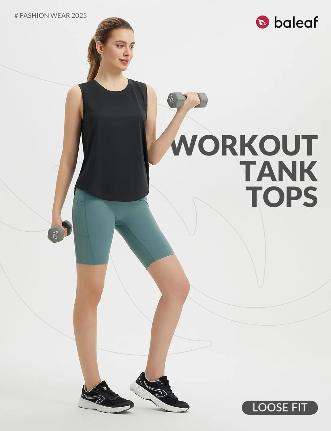 baleaf Women's Sleeveless Workout Tank Tops Loose Running Athletic Top Racerback Tennis Exercise Yoga Flowy Shirts
