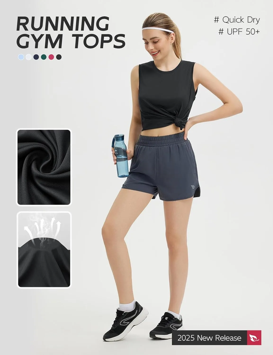 baleaf Women's Sleeveless Workout Tank Tops Loose Running Athletic Top Racerback Tennis Exercise Yoga Flowy Shirts