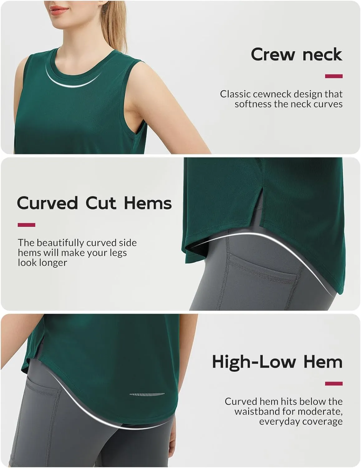 baleaf Women's Sleeveless Workout Tank Tops Loose Running Athletic Top Racerback Tennis Exercise Yoga Flowy Shirts