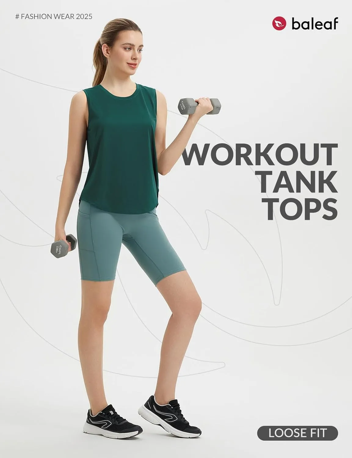 baleaf Women's Sleeveless Workout Tank Tops Loose Running Athletic Top Racerback Tennis Exercise Yoga Flowy Shirts