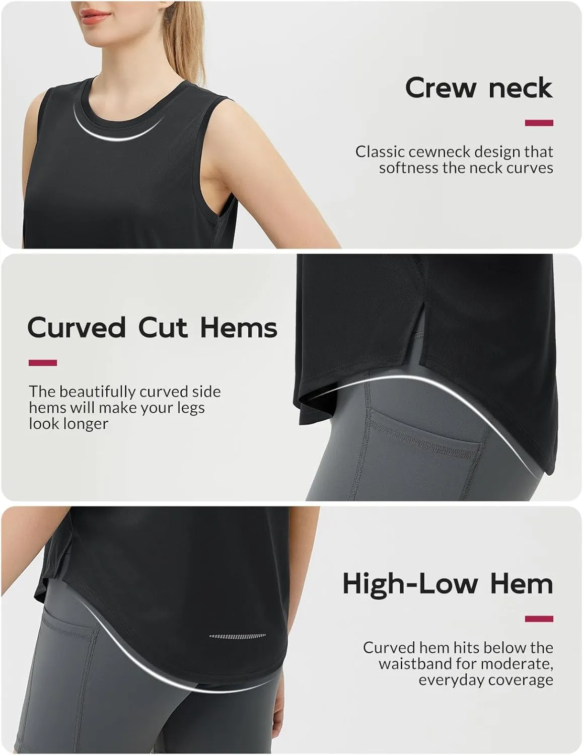 baleaf Women's Sleeveless Workout Tank Tops Loose Running Athletic Top Racerback Tennis Exercise Yoga Flowy Shirts