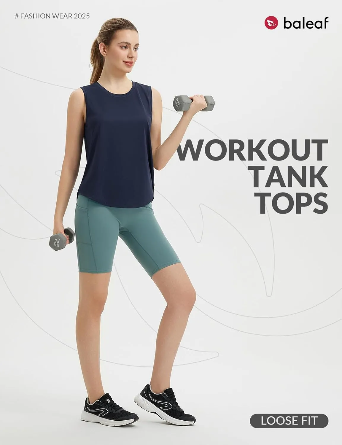 baleaf Women's Sleeveless Workout Tank Tops Loose Running Athletic Top Racerback Tennis Exercise Yoga Flowy Shirts