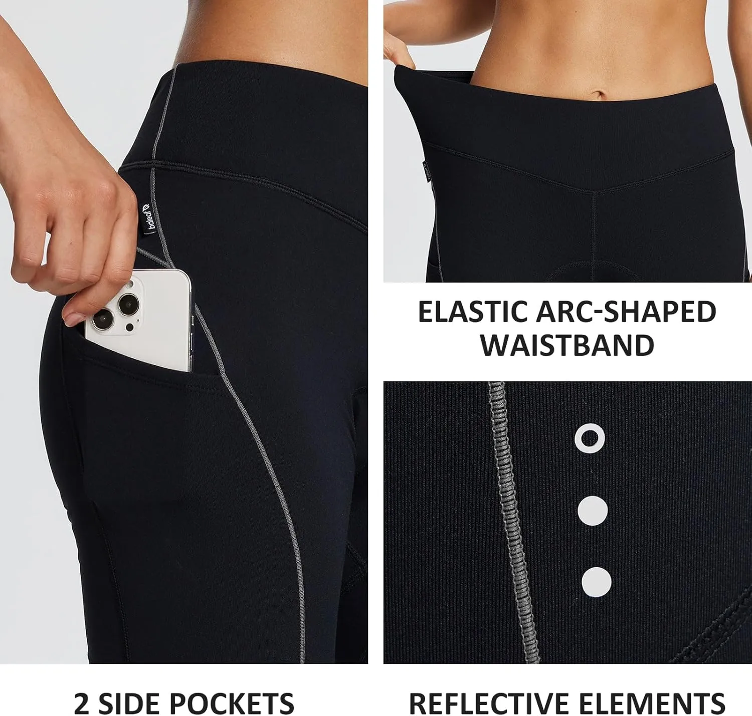 baleaf Womens Winter Cycling Pants Padded Bike Thermal Tights Fleece Lined Leggings Water Resistant Cold Weather Gel Pockets