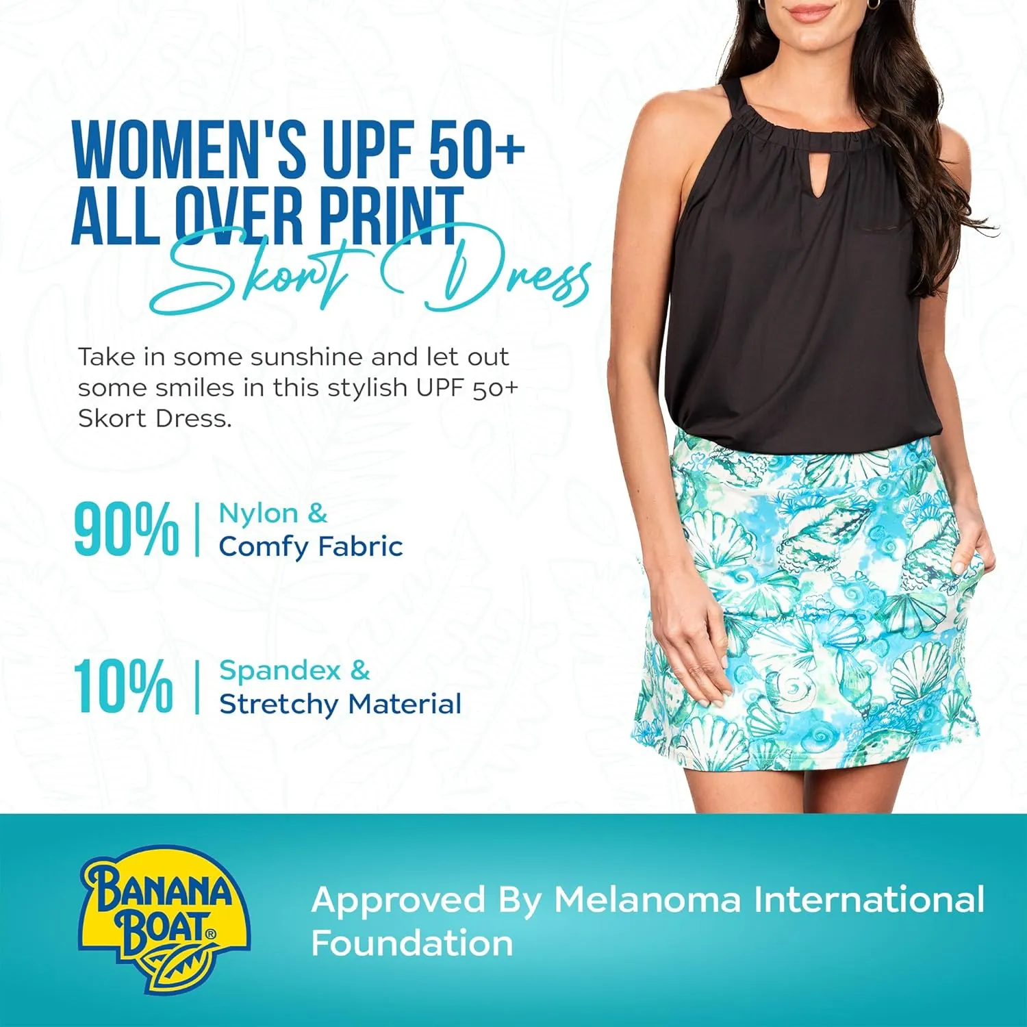 Banana Boat Skort All Over Print Nylon/Spandex UPF 50 