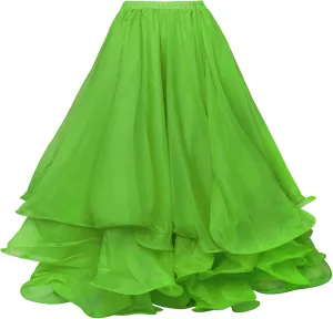 Belly Dance Skirt Halloween Tribal Chiffon Tiered Maxi Full Skirt 37.8 Inch Length