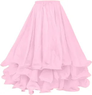 Belly Dance Skirt Halloween Tribal Chiffon Tiered Maxi Full Skirt 37.8 Inch Length