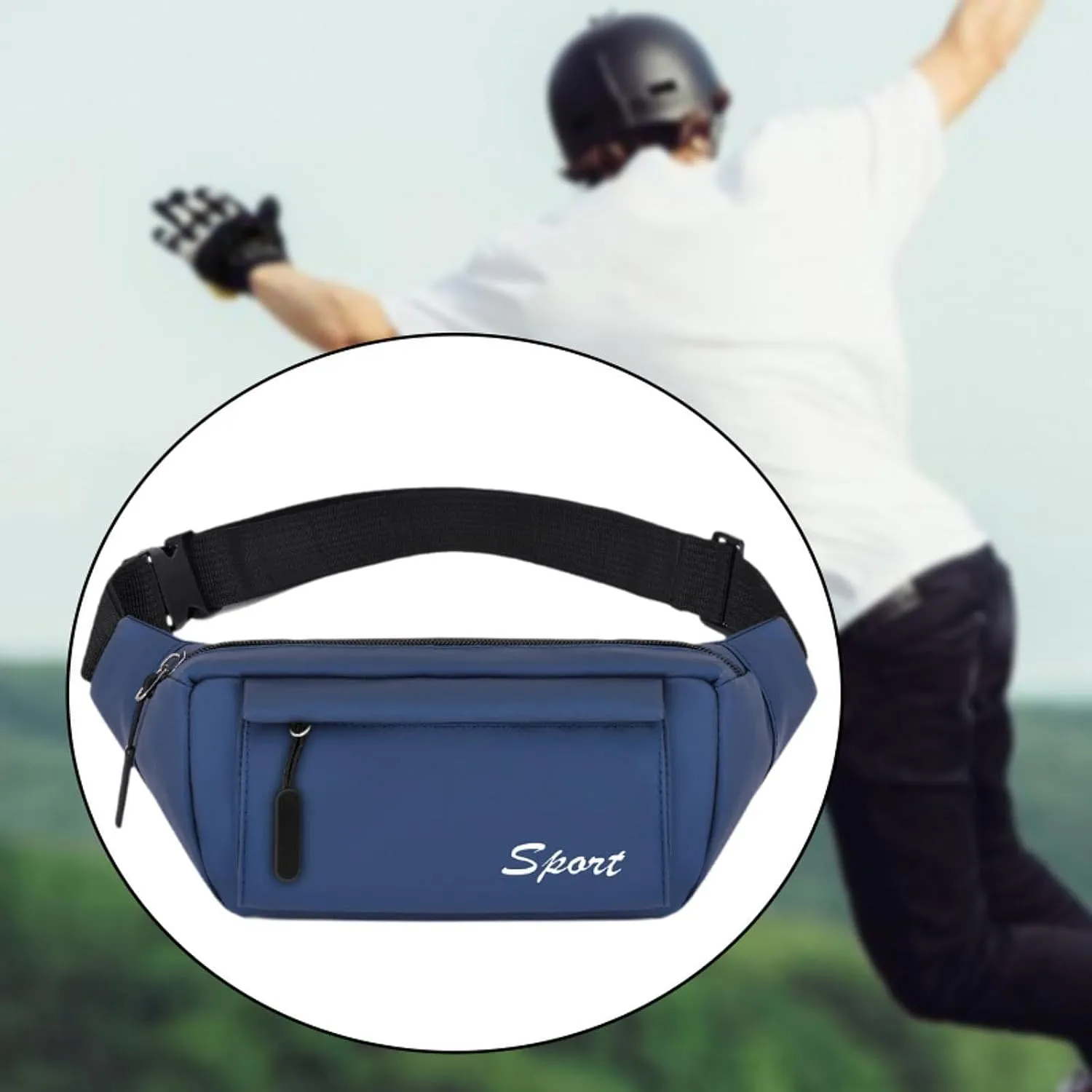 Belt Bag, Hip Bag for Running, Camping, Workout, Gym, Cycling, Blue