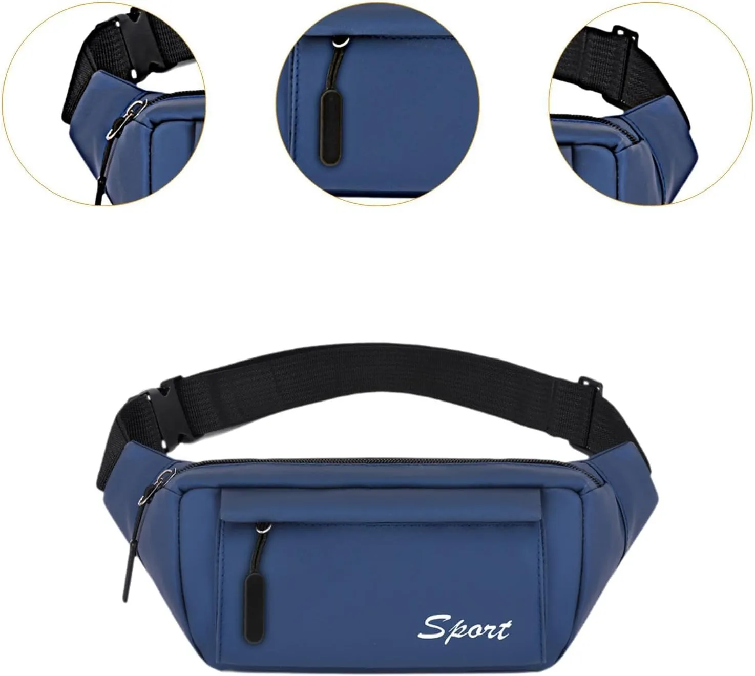 Belt Bag, Hip Bag for Running, Camping, Workout, Gym, Cycling, Blue