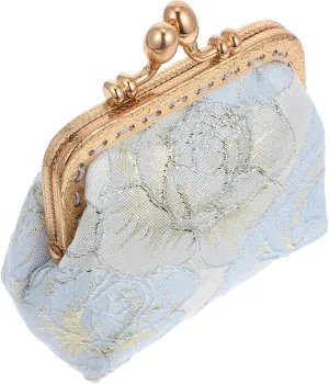BESTYASH Chinese Brocade Clutch Purse for Women Embroidered Coin Bag Vintage Evening Bag with Pearl Adornments Wedding Guest Pouch Fashionable Travel Wallet