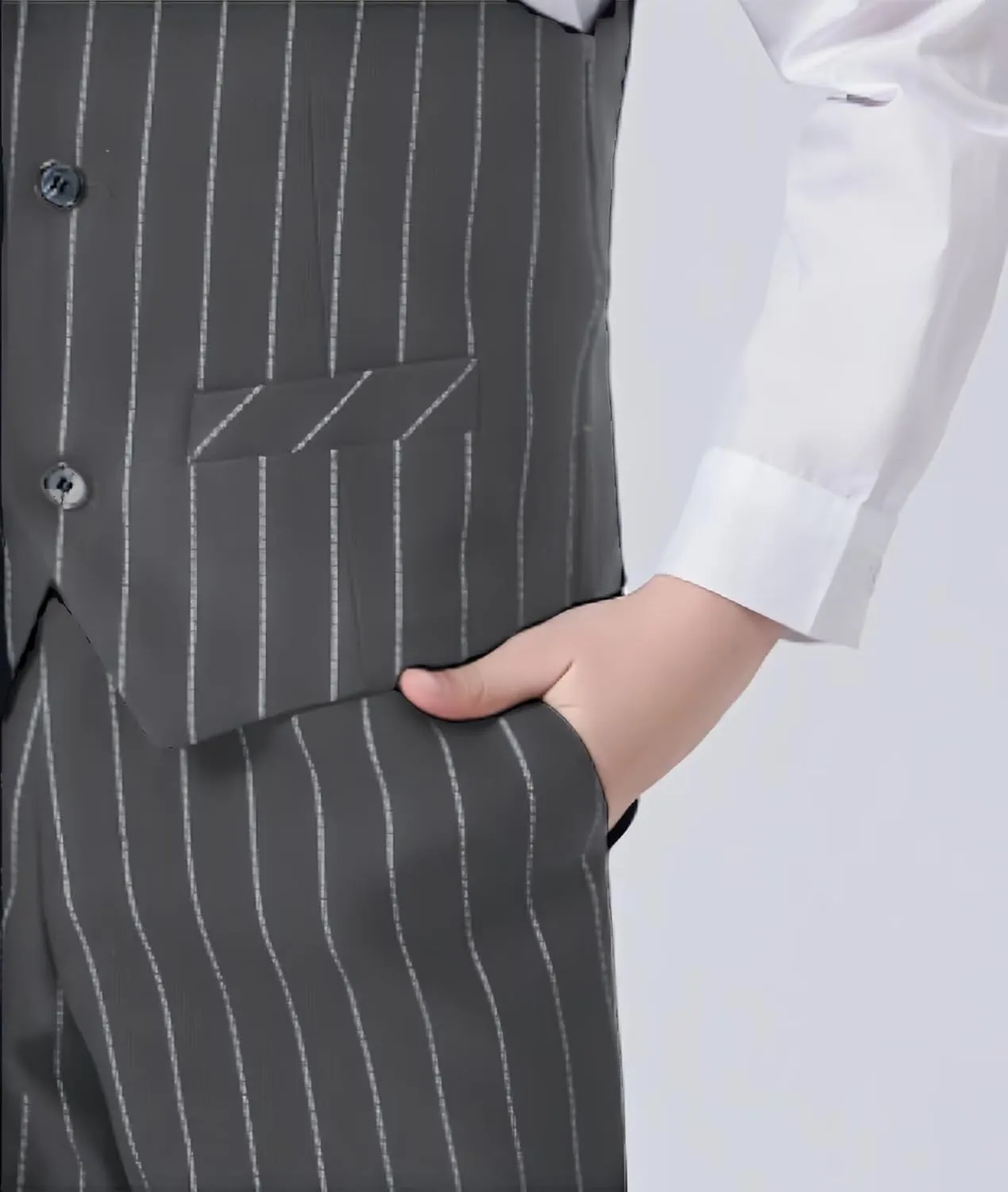 Boys Pinstripe Suits Kids Wedding Bearer Outfit Toddler Boy Communion Clothes Easter Formal Suit Set with Shirt and Tie