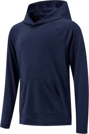 Boys Rash Guard Long Sleeve Hoodie Swim Shirt with Pocket Youth Kids UPF 50  Sun Protection Fishing Shirts Thumb Hole