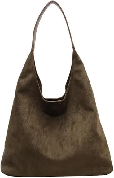 Brown Suede Hobo Tote Bag for Women, Adults, Versatile, Everyday Use