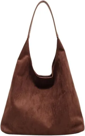 Brown Suede Hobo Tote Bag for Women, Adults, Versatile, Everyday Use